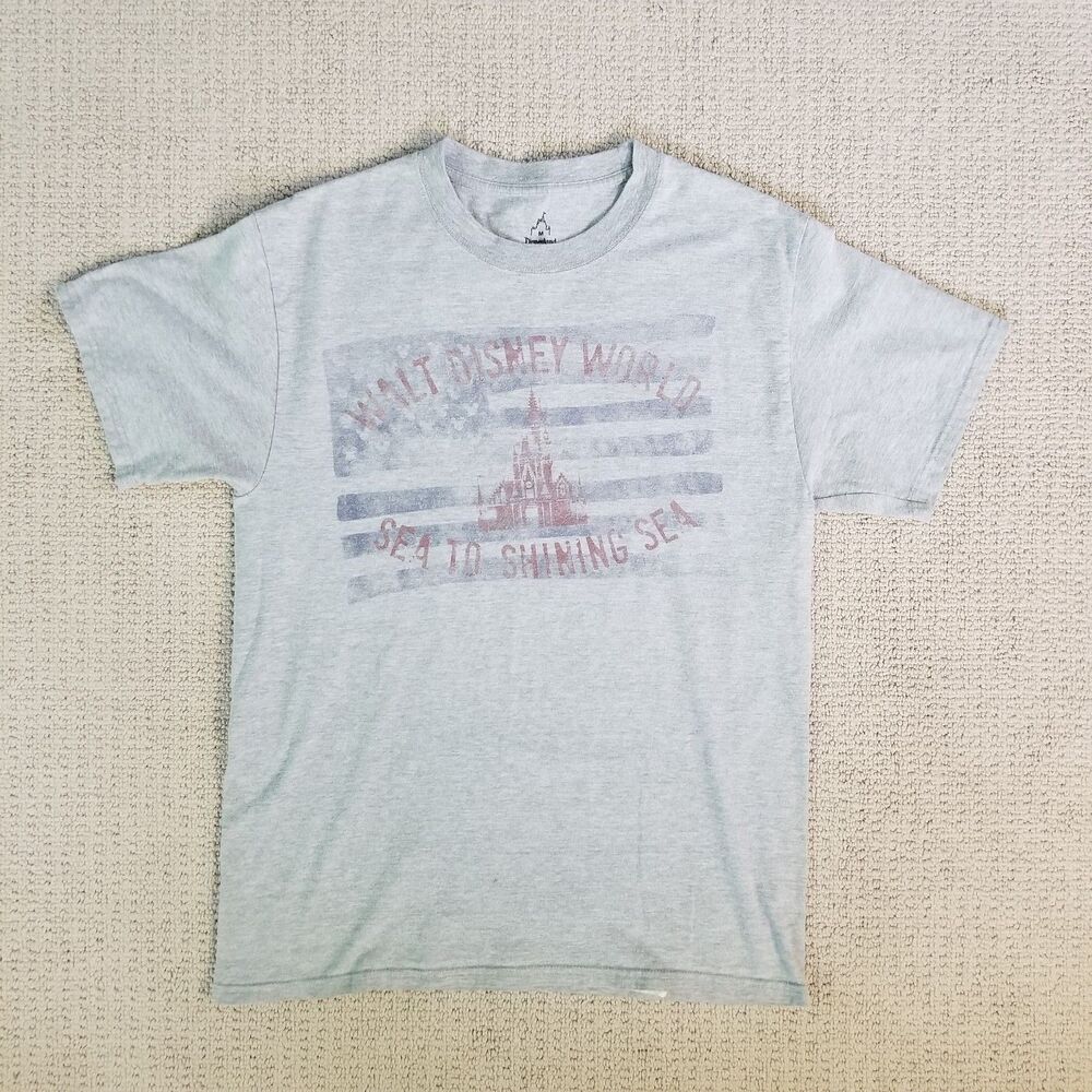 Disney Parks Walt Disney World Flag Sea to Shining Sea Mens Gray TShirt Size Med